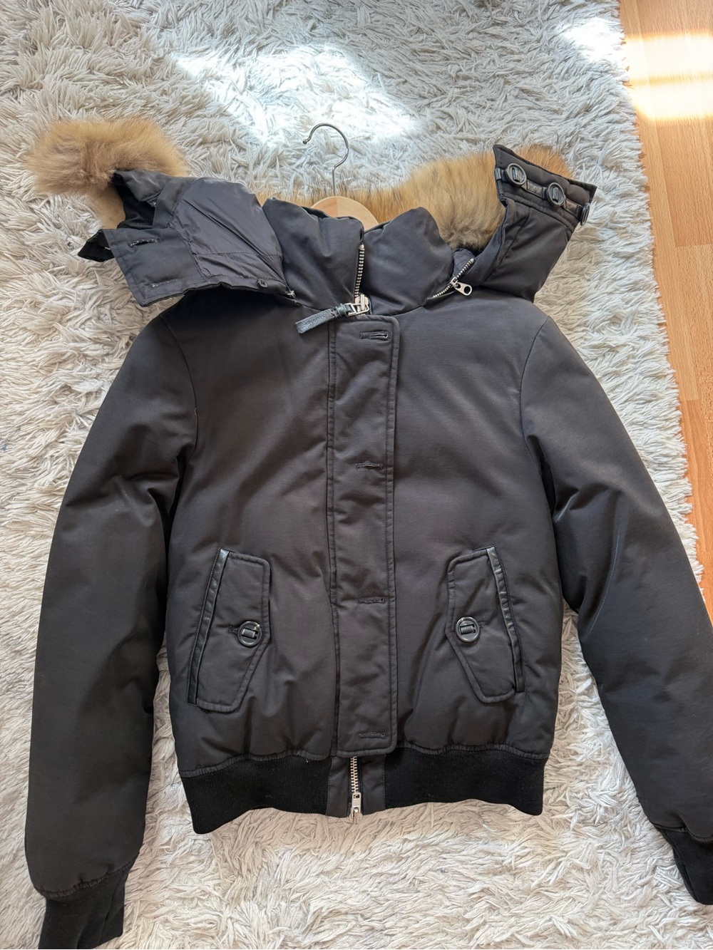 Mackage Black Women’s Puffer Jacket with Faux Fur Trim